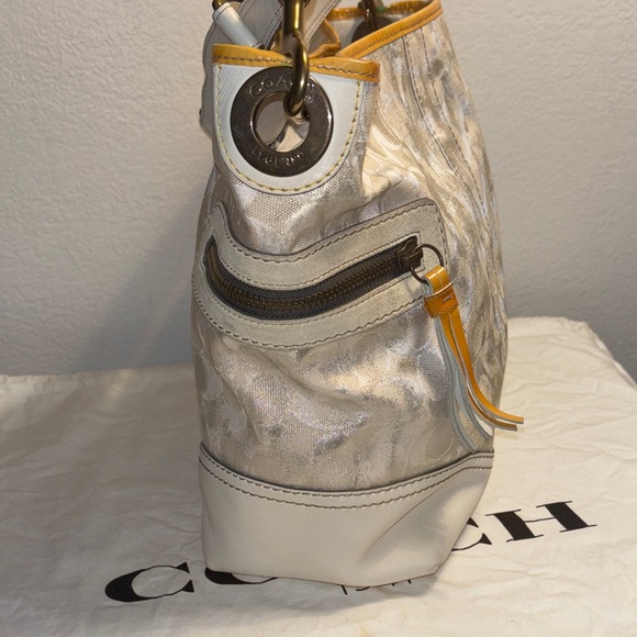 Coach Vintage Signature Tote in Silver, White, and Yellow - Picture 8 of 13